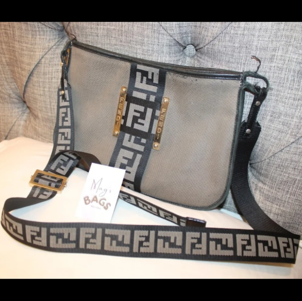 Fendi: Logo Strap Borsa Tape Monogram Mamma Zucca Crossbody Bag - Picture 5 of 14